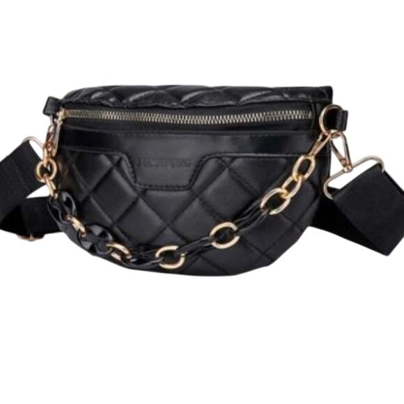 FANNY PACK Designer Paris Style SAFETY Bum Bag PUFF QUILT Modern Chain City Chic - Picture 7 of 14